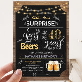 Invitation Surprise 40e Anniversaire Tableau Noir Rustique