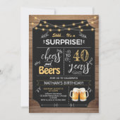 Invitation Surprise 40e Anniversaire Tableau Noir Rustique (Devant)