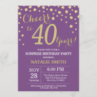 Surprise 40e anniversaire violet et diamant d'or