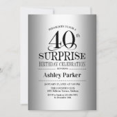 Invitation Surprise 40e fête d'anniversaire - Argent (Devant)