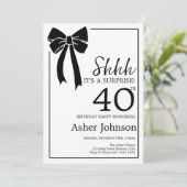 Invitation Surprise 40e fête d'anniversaire Black Bow Coquett (Debout devant)