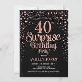 Invitation Surprise 40e fête d'anniversaire - Black & Rose Go (Devant)