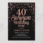 Invitation Surprise 40e fête d'anniversaire - Black & Rose Go<br><div class="desc">Invitation surprise 40e anniversaire de fête. Design élégant en or rose noir et faux parties scintillant. Comprend des polices de caractères et des confettis stylisés. Message-moi si vous avez besoin d'âge personnalisé.</div>