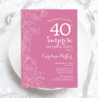 Surprise 40e fête d'anniversaire - Floral rose