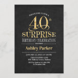 Invitation Surprise 40e fête d'anniversaire - Gold Black<br><div class="desc">Rustic Surprise 40th Birthday Celebration Invitation. Design élégant et élégant en tableau noir et motif en or parties scintillant faux. Comprend une police de script élégante. Message-moi si vous avez besoin d'une personnalisation plus poussée.</div>