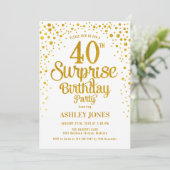 Invitation Surprise 40e fête d'anniversaire - Gold & White (Debout devant)