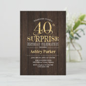 Invitation Surprise 40e fête d'anniversaire - Gold Wood (Debout devant)