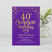 Invitation Surprise 40e fête d'anniversaire - Purple & Gold (Debout devant)