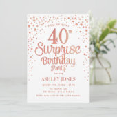 Invitation Surprise 40e fête d'anniversaire - Rose Gold & Whi (Debout devant)