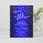 Invitation Surprise 40e fête d'anniversaire - Royal Blue Gold (Debout devant)