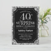 Invitation Surprise 40e fête d'anniversaire - Silver Black (Debout devant)