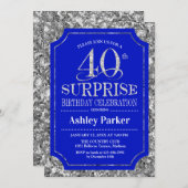Invitation Surprise 40e fête d'anniversaire - Silver Royal Bl (Devant / Derrière)