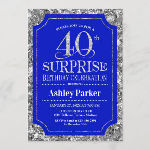 Invitation Surprise 40e fête d'anniversaire - Silver Royal Bl