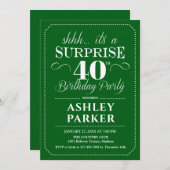 Invitation Surprise 40e fête d'anniversaire - Vert Blanc (Devant / Derrière)