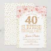 Invitation Surprise 40e fête d'anniversaire - White Gold Pink (Devant / Derrière)