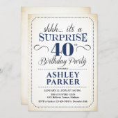 Invitation Surprise 40e fête d'anniversaire - White Navy (Devant / Derrière)