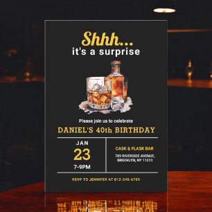 Invitation Surprise 40e Whiskey Bourbon fête d'anniversaire