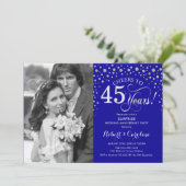 Invitation Surprise 45e anniversaire avec Photo Blue Silver (Debout devant)
