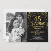 Invitation Surprise 45e anniversaire avec photo - Or noir (Devant)
