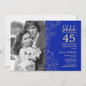 Invitation Surprise 45e anniversaire avec photo Saphir Or (Devant)
