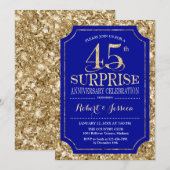 Invitation Surprise 45e anniversaire de mariage - Bleu Or (Devant / Derrière)