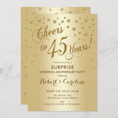 Invitation Surprise 45e anniversaire de mariage - Or (Devant / Derrière)