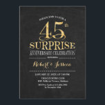 Invitation Surprise 45e anniversaire Mariage Chalkboard Gold<br><div class="desc">Invitation à la célébration du 45e anniversaire du Mariage Surprise. Design élégant et élégant en noir tableau noir et faux or parties scintillant. Comprend une police de script élégante. Message-moi si vous avez besoin d'une personnalisation plus poussée.</div>