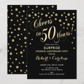 Invitation Surprise 50 ans de mariage - Noir et or (Devant / Derrière)