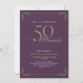 Invitation Surprise 50 & Fabuleux Anniversaire Purple & Or (Devant)