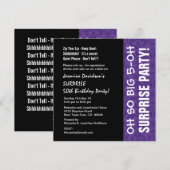 Invitation SURPRISE 50e année Anniversaire Moderne Purple Q00 (Devant / Derrière)