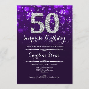 Invitation Surprise 50e anniversaire - Argent violet