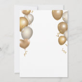Invitation Surprise 50e anniversaire Ballons blanc et or (Dos)
