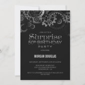 Invitation Surprise 50e anniversaire Black Silver Steampunk (Devant)