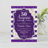 Invitation Surprise 50e anniversaire - Blanc d'argent violet (Debout devant)