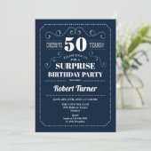 Invitation Surprise 50e anniversaire - Bleu bleu marine (Debout devant)