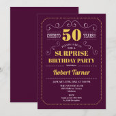 Invitation Surprise 50e anniversaire - Bourgogne Gold (Devant / Derrière)