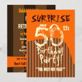 Invitation SURPRISE 50e anniversaire Brown Ivory Orange A01 (Devant / Derrière)