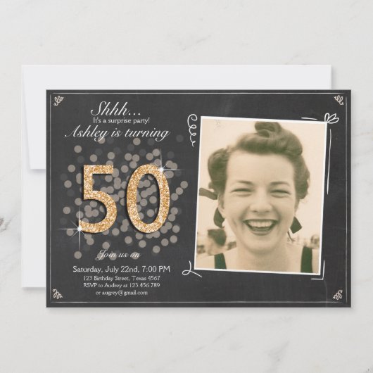 invitation surprise 50e anniversaire Chalkboard vi (Devant)