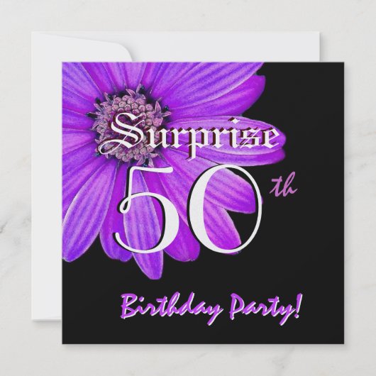 Invitation SURPRISE 50e anniversaire Daisy violette W1874 (Devant)