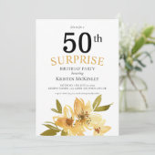 Invitation Surprise 50e anniversaire de floraison jaune noir (Debout devant)
