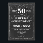 Invitation Surprise 50e anniversaire de la fête - Chalkboard<br><div class="desc">Invitation du 50e anniversaire du Mariage Surprise Design rétro simple avec motif de tableau noir. Carte invitation noir et blanc. Parfait pour une fête élégante ! Peut être personnalisé à n'importe quelle année. S'il vous plaît,  envoyez-moi un message si vous avez besoin d'une personnalisation supplémentaire.</div>