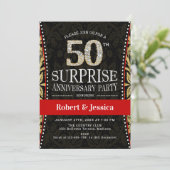 Invitation Surprise 50e anniversaire de la fête - Gold Black  (Debout devant)