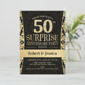 Invitation Surprise 50e anniversaire de la fête - Gold Black (Debout devant)