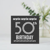 Invitation SURPRISE 50e anniversaire de la fête Noir blanc W1 (Debout devant)