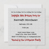 Invitation SURPRISE 50e anniversaire de la fête Noir blanc W1 (Dos)