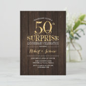 Invitation Surprise 50e anniversaire de mariage Bois Or (Debout devant)