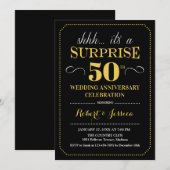 Invitation Surprise 50e anniversaire de mariage - Noir Or (Devant / Derrière)