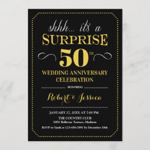Invitation Surprise 50e anniversaire de mariage - Noir Or