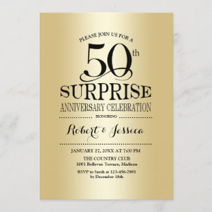 Invitation Surprise 50e anniversaire de mariage - Or