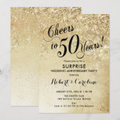 Invitation Surprise 50e anniversaire de mariage - Or (Devant / Derrière)